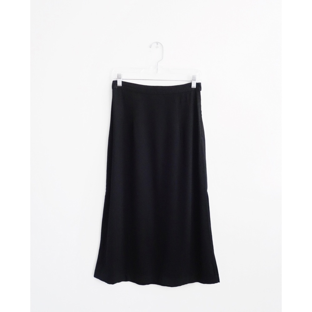 Shaina Mote Black Rayon Side Slit Midi Skirt sz 6